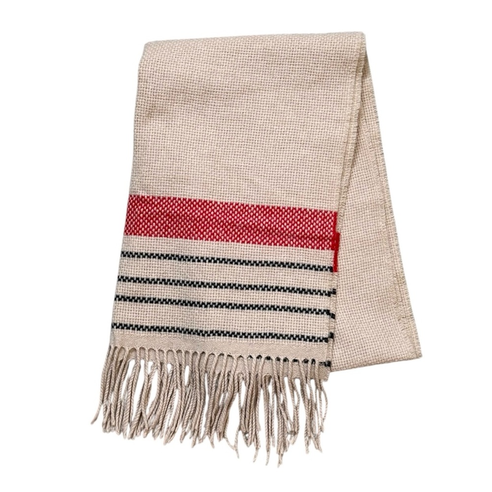 J Crew Wool Scarf Shawl Wrap Striped Fringe